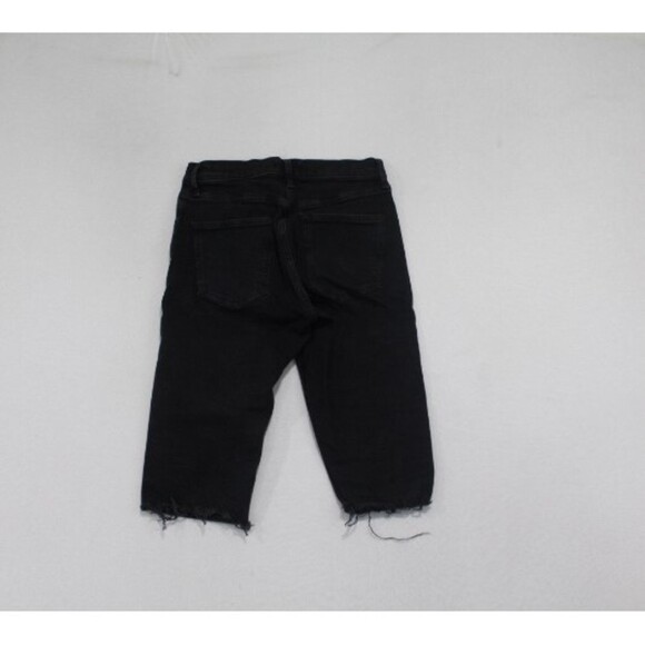 Agolde Women Black Denim Shorts Button Fly Raw Hem Size 25 - Picture 6 of 11